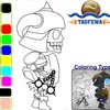 Color a chibi version of the TAOFEWA manga character - Skeletal Warrior. Create the own version of this chibi skeleton that appear with magical armor, a flail as weapon and a shield made of wood.