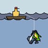 Grab your fishing hook...and your gun! Cast your fishing lure and get as far down as possible. When you snag a fish, try and grab all the fish you can. When they fly to the surface, grab your gun and blow the crap out of them.
