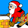 Color five wonderful images of Santa. Meet Santa when he writes the kids wish list, chilling at the North Pole, or as he is pushed down the chimney by a reindeer.