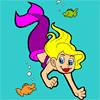 Color the beautiful sea mermaid as she swims along with the fishes.