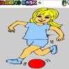 girl playing ball coloring game