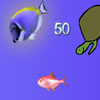 Eat small red/blue/yellow fish for points and health. Worms give you a big health boost. Eating the same color fish consecutively multiplies your points. Avoid the larger fish!