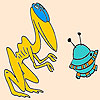 Alien and spaceship coloring
