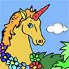 A mythical unicorn is running in dreamland. Give color to this wonderful picture!  You can print your art after.