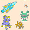 Three  alien in space coloring A Free Customize Game