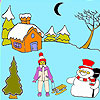 Moon and the snowman coloring A Free Customize Game