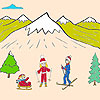 Skiing on the mountain coloring