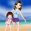 Dress up with suitable costumes to Mom and kid to enjoy holidays in beach.