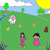 Two girls in the farm coloring A Free Customize Game