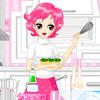 Pink girl in Kitchen
