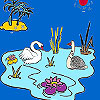 Swans in the lake coloring