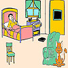 Cat in the bedroom coloring A Free Customize Game