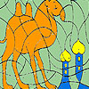 Alone Camel in the desert coloring Game.