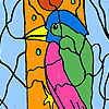 Woodpecker in the forest coloring