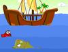 Jump around the water collecting treasures and try not to get hit by other animals unless you like dying.