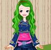 Green hair girl in bedroom A Free Dress-Up Game