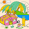 Hawaiian girl  and birds coloring A Free Customize Game