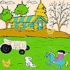 Cat and farmer coloring Game.