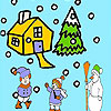 Snow and children coloring Game.