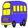 Blue student bus coloring