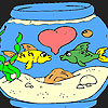 Cute fishes  in the aquarium coloring