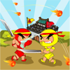 It`s a funny, easy strategy game, all operations can be done by single mouse click. The content is about the war between several ninja clans, little ninja troops running through from time to time, screaming to occupy the castle of oppsite side. It includes 4 kind of buildings, 1 castle; 2 camp; 3 portal; 4 cannon. It also have 4 kind of spell, 1 brambles 2 tornado 3 fire ball 4 earth shaking, those 4 spells could help you pass the level. As long as you take over all the buildings and wipe out all the enemies, you win. By the way, when you saw the yellow flag wave over the buildings, it means to be on your side, the red one is enemies, don`s miss it.