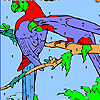 Parrots on the woods tree coloring