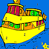 Big ship and fishes coloring