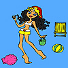 Cute girl beach coloring A Free Customize Game