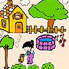 Beautiful garden and farmgirl  coloring A Free Customize Game