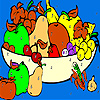 Fresh fruits in the basket coloring