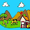 Big  garden and animals coloring