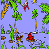 Red frog and friends in the lake coloring