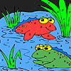 Frog friends in the lake coloring