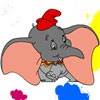Color this cute picture of Dumbo. Use the paintbrush to select colors and click on each section to paint in it. Color the various clothes, people, accessories, and hair of the characters to make them look their best.