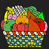Colorful fruits in the table coloring Game.