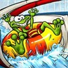 You and the frogs Kulikvak and Kvakul?na race in sliding a toboggan. The goal of the game is to ride down all slides as quickly as possible and without any accidents.  