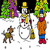 Dog and winter night coloring