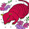 Red mouse in the flowers puzzle