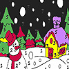 Snowman in the winter night coloring A Free Customize Game