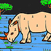 Big rhino in the river coloring