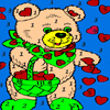 Bear and valentine hearts coloring