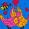 Little bee and birds valentine day coloring